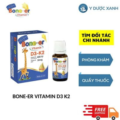 BONE-ER VITAMIN D3 K2, 10ml, Dung dịch nhỏ giọt bổ sung Vitamin D3 K2 cho bé, trẻ từ 1 tháng tuổi của Châu Âu