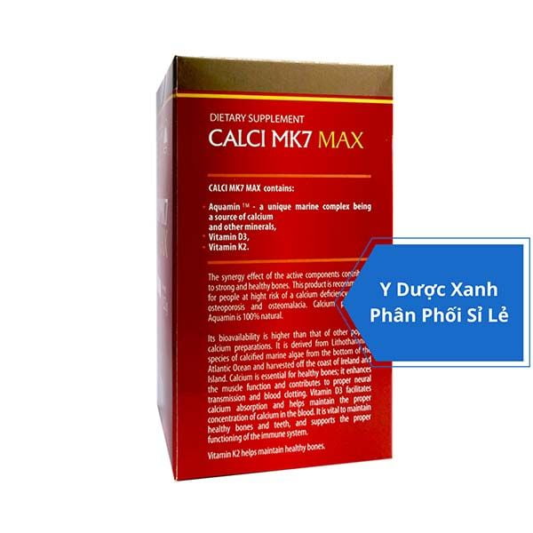 CALCI MK7 MAX, 60 viên, Viên uống bổ sung canxi, chống loãng xương, chắc xương cho người lớn của Châu Âu