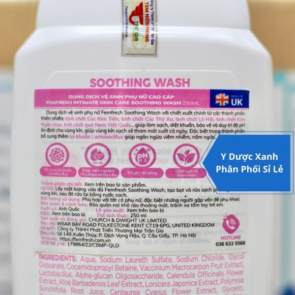 FEMFRESH SOOTHING WASH (MÀU HỒNG), Dung dịch vệ sinh phụ nữ của Anh Quốc