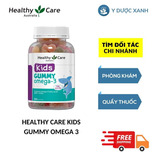 HEALTHY CARE KIDS GUMMY OMEGA 3, Kẹo dẻo bổ sung DHA cho trẻ từ 2 tuổi của Úc