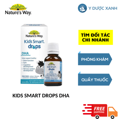 NATURE'S WAY KIDS SMART DROPS DHA, 20ml, Siro hỗ trợ chức năng não nộ, tăng cường phát triển hệ thống nhận thức và thần kinh ở trẻ của Úc