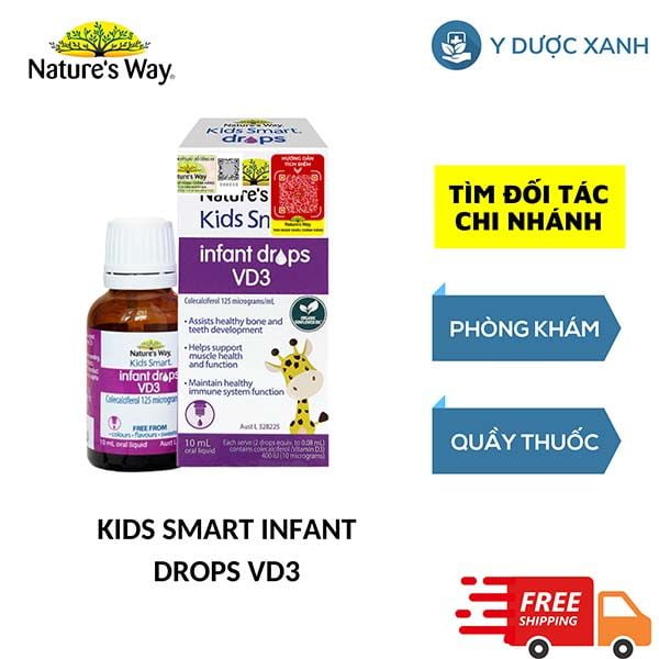 NATURE'S WAY KIDS SMART INFANT DROPS VD3, 10ml, Siro bổ sung vitamin D3 cho bé của Úc