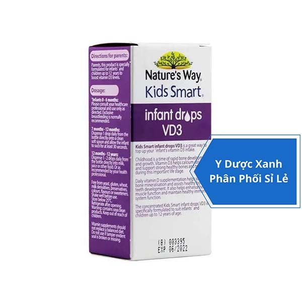 NATURE'S WAY KIDS SMART INFANT DROPS VD3, 10ml, Siro bổ sung vitamin D3 cho bé của Úc