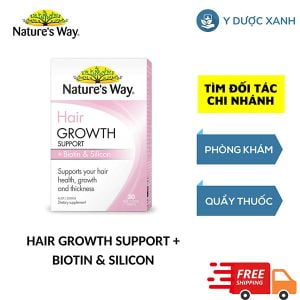 NATURE’S WAY HAIR GROWTH SUPPORT + BIOTIN & SILICON, 30 viên, Viên uống tăng cường sức khỏe tóc của Úc