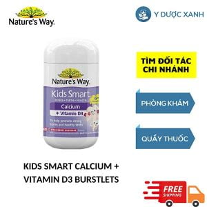 NATURE’S WAY KIDS SMART CALCIUM + VITAMIN D3 BURSTLETS, 50 viên, Viên uống bổ sung Canxi, Vitamin D3, hỗ trợ phát triển chiều cao cho bé của Úc