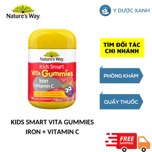 NATURE’S WAY KIDS SMART VITA GUMMIES IRON + VITAMIN C, 60 viên, Kẹo dẻo bổ sung sắt hữu cơ và vitamin C của Úc