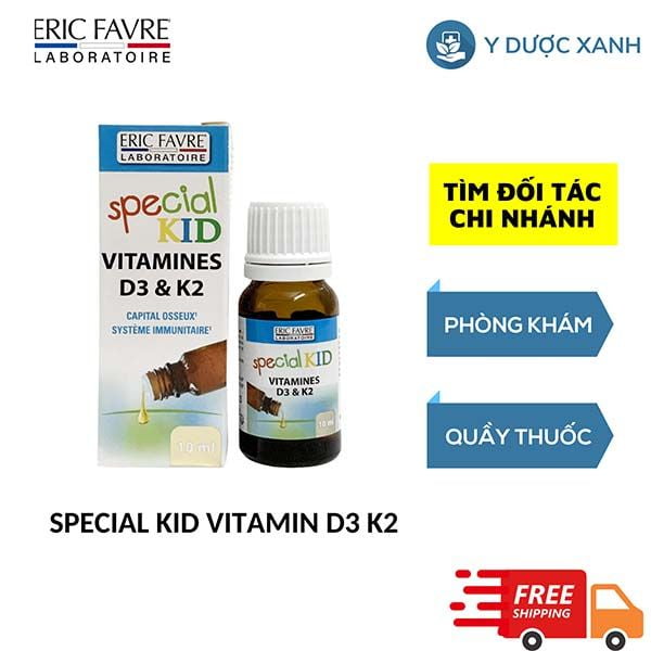 SPECIAL KID VITAMIN D3 K2, 10ml, Nhỏ giọt vitamin D3, K2 hỗ trợ hấp thu canxi cho bé của Pháp