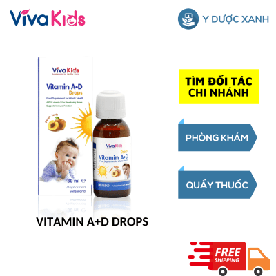 VIVAKIDS VITAMIN A+D DROPS, 30ml, Vitamin A+D nhỏ giọt cho trẻ sơ sinh của Thụy Sĩ