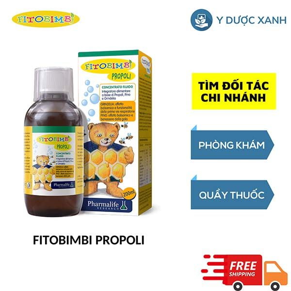 FITOBIMBI PROPOLI, 200ml, Siro hỗ trợ trị ho, giảm đau họng cho trẻ sơ sinh, bé 6 tháng tuổi của Ý