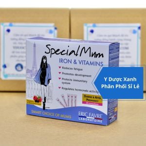 SPECIAL MUM FER & VITAMINES, 20 gói, Gói bổ sung Sắt và Vitamin cho phụ nữ mang thai và cho con bú của Pháp