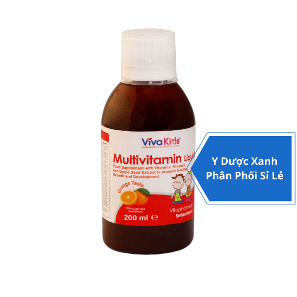 VIVAKIDS MULTIVITAMIN LIQUID, 200ml, Siro vitamin tổng hợp cho trẻ từ 1 tuổi của Thụy Sĩ